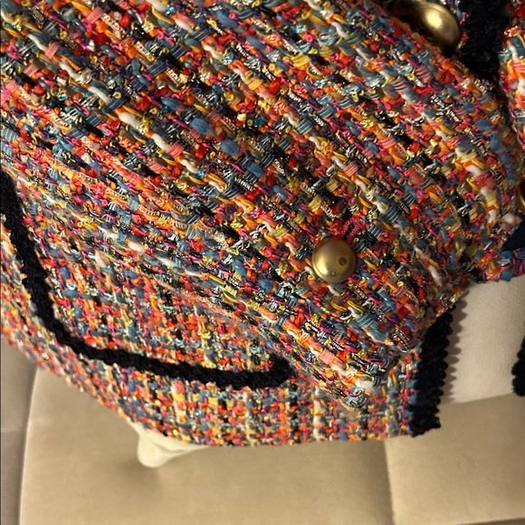 Talbots Multicolor Tweed Blazer with Black Trim - Picture 3 of 5